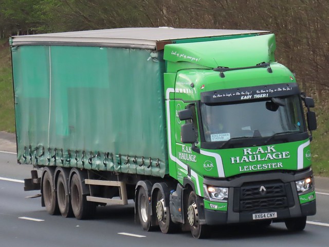 R.A.K Haulage, Renault T Series (BX64CNY) On The A1M Northbound