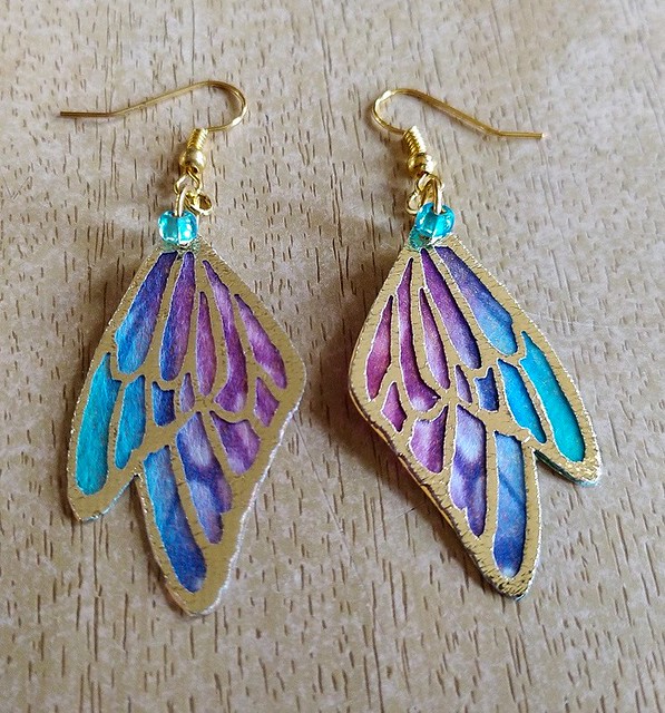 Butterfly wings fabric earrings