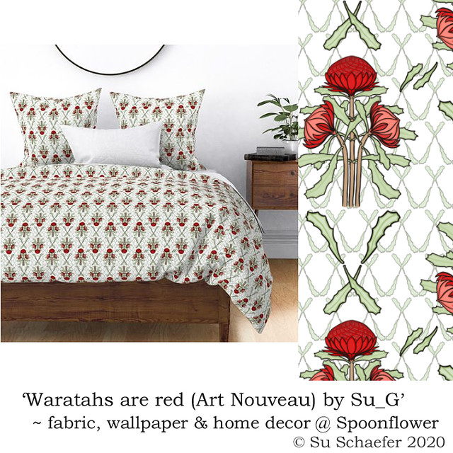 'Waratahs are red (Art Nouveau) by Su_G' - bedding mockup