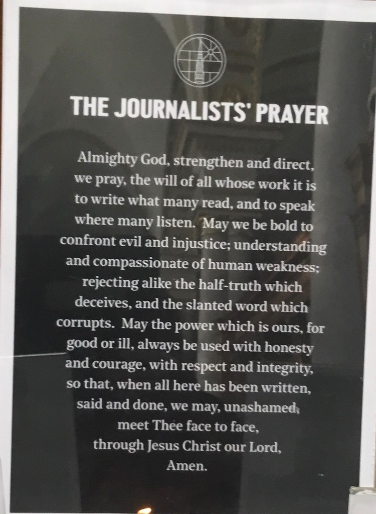 Journalists’ Prayer in St. Bride’s Church, London England
