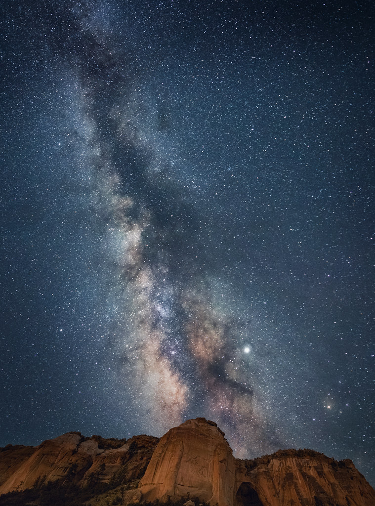 View of the Milky Way over La Ventana Arch in El Malpais National Monument near Grants, New Mexico