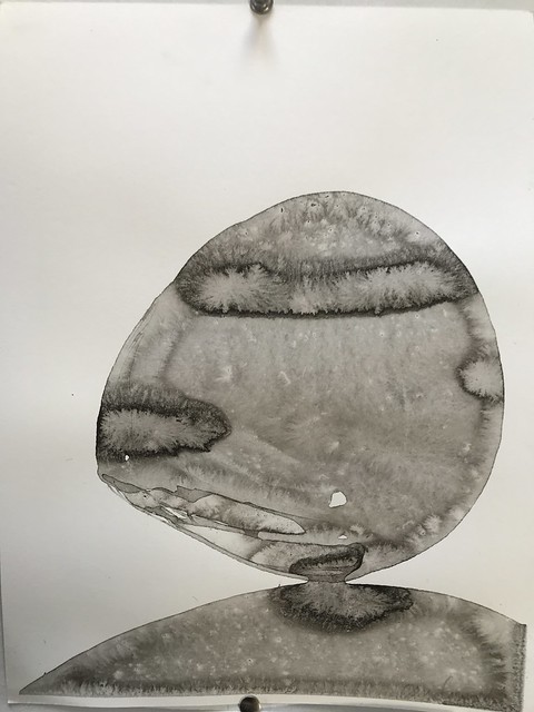 Covid Cairns/James River Rocks: ink, James River water, graphite, salt and wax on 11x9 inch paper 2020-2021