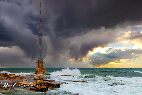 lebanon beirut manara paulsaad paulstudio storm clouds sea beach waves tower lighthouse sunset sun paulsaadsa explore