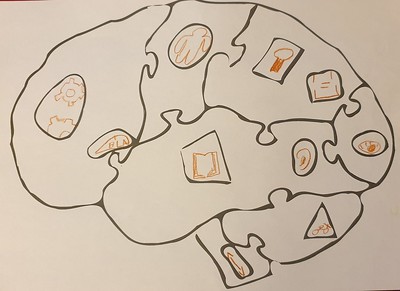 Template du puzzle du cerveau en bois de Cogni'Junior complété