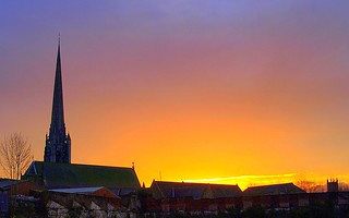 Sunset over Preston churches