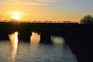 Sunset bridge at Preston