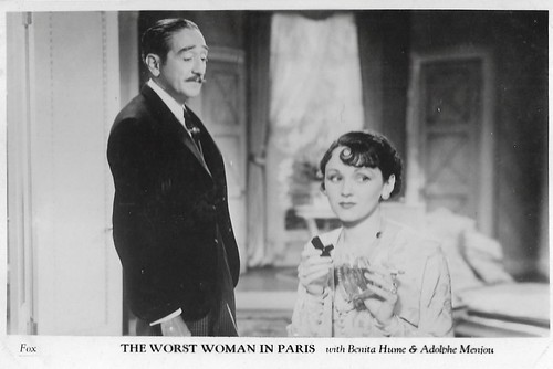 Benita Hume and Adolphe Menjou in The Worst Woman in Paris?