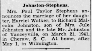 Johnston-Stephens Engagement 1941