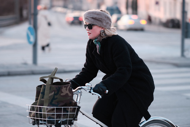 Cyclist in Copenhagen, Denmark