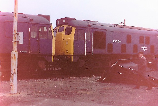 Class 25/0s, 25007 & 25006 await the cutter's torch at Swindon