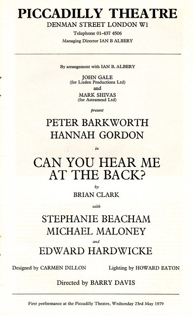 Can You Hear Me At The Back at the Piccadilly Theatre, 1979
