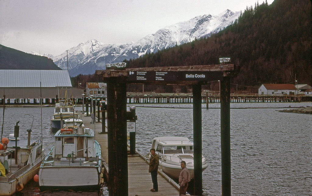 Bella Coola, B.C., Canada harbour & pier: March1987