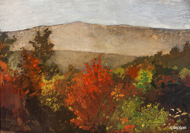 Autumn Treetops (1873) by Winslow Homer. Original from The Smithsonian. Digitally enhanced by rawpixel. Digitally enhanced by rawpixel.