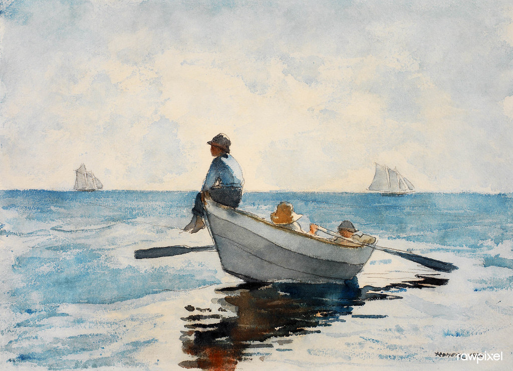 Boys in a Dory (1880) by Winslow Homer. Original from The Smithsonian. Digitally enhanced by rawpixel. Digitally enhanced by rawpixel.