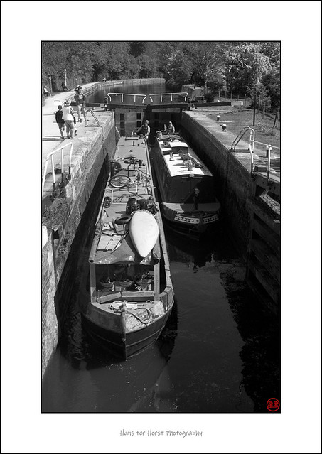 Canal boats in lock, Grand Union Canal