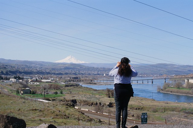 Looking west from the viewpoint above Dalles Dam. 27 March 2021