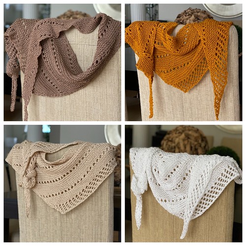 Leslie (lcritch) recently posted to Ravelry her finished Orbit by Janina Kallio shawls that were all knit using El. D. Mouzakis Butterfly Super 10 cotton yarn.