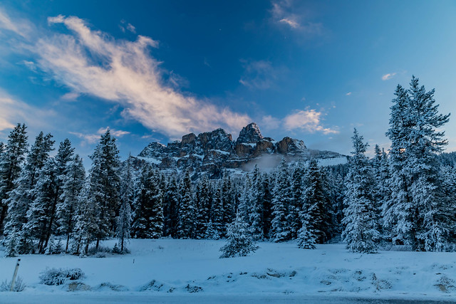 Wonder why the call it the blue hour.....Castle Mountain in the early morning sky