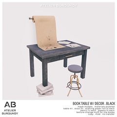 Atelier Burgundy . Book Table . Black