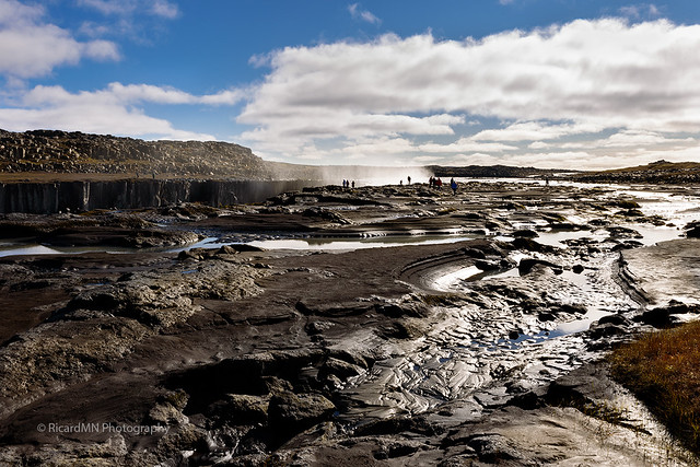 Volcanic landscape at Selfoss waterfall in Iceland