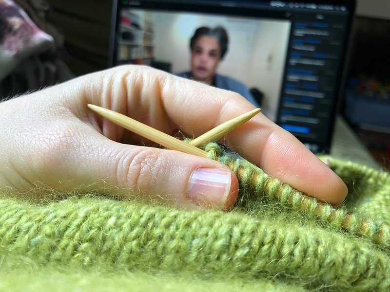 Virtual CCCC means watching Roxane Gay's keynote from the couch, while knitting