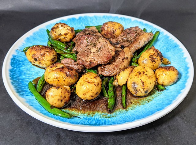 Pan Fried Rump of Lamb with Baby Potatoes and Green Beans