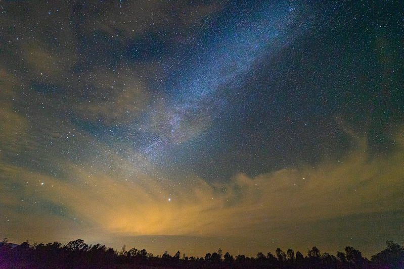 A night sky full of stars at Natural Bridge State Park.