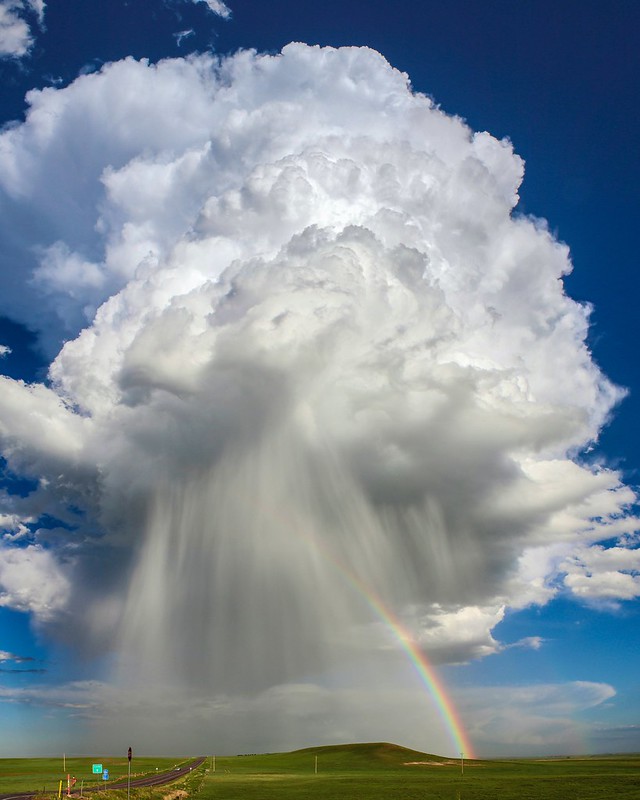 Storm cloud and rainbow