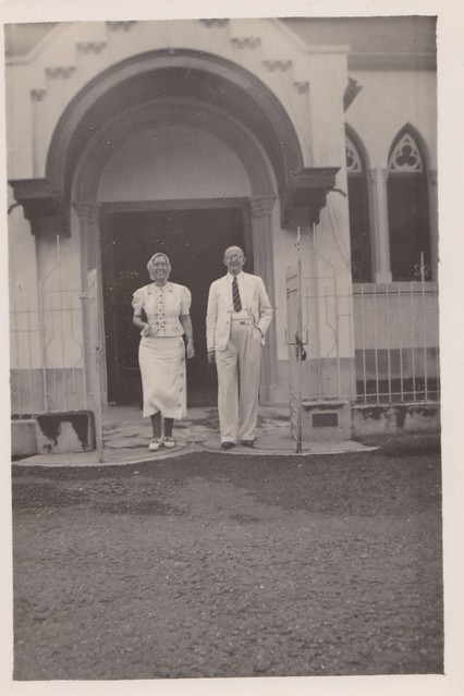 Photo album 2 - Couple in front of a Protestant church in Salatiga, 1938