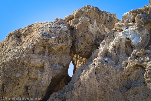 An arch in one of the spires, Trona Pinnacles National Natural Landmark, California