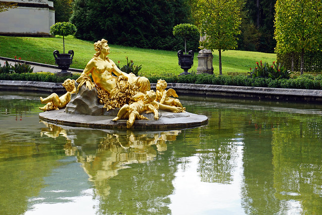 Gilt fountain at Linderhof Palace and Gardens, Bavaria