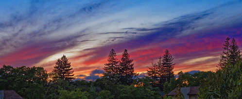 olympus landscape skyscape sunset clouds trees rooflines