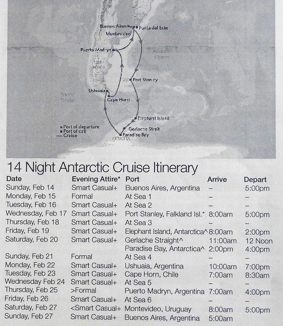 Map & Itinerary of Our Cruise to South America and Antarctica