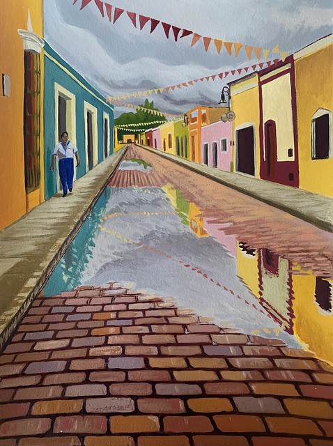 Original Oil Painting - Merida Mexico Yucatan