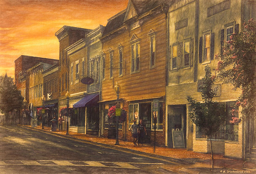 frontroyal frontroyalvirginia virginia digitalpainting sunset digitalart painting va historicmainstreet shenandoahvalley warrencounty countrytown