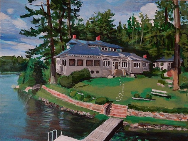 A Beach House At Long Lake, Maine - Acrylic Painting by STEVEN CHATEAUNEUF (2021)