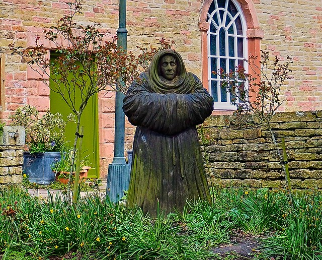 St. Chad outside Chadkirk Chapel, Stockport