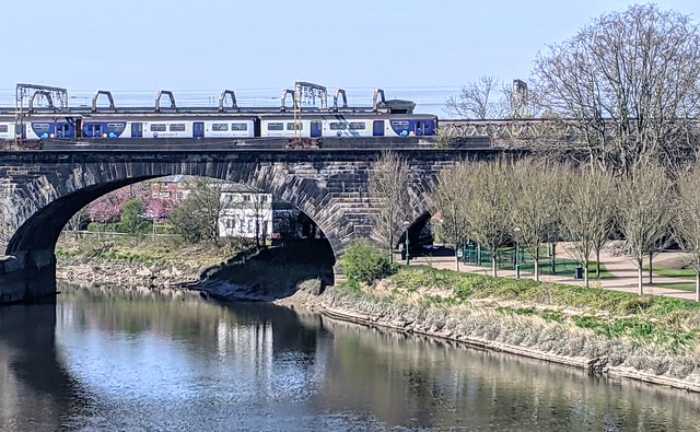 Train on the bridge near the Continental pub, Preston
