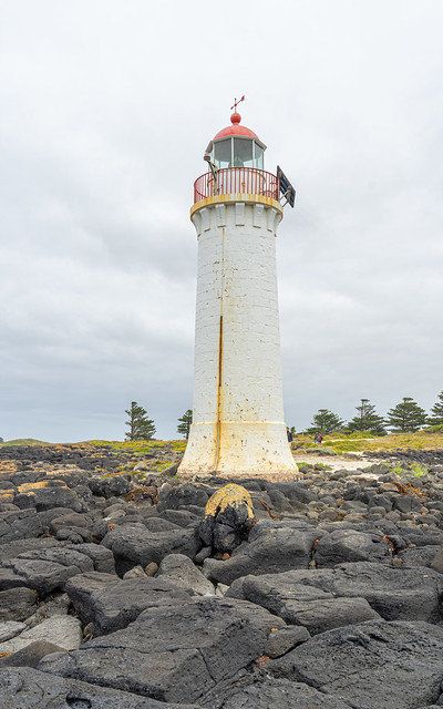 Port Fairy Lighthouse from the waters edge.