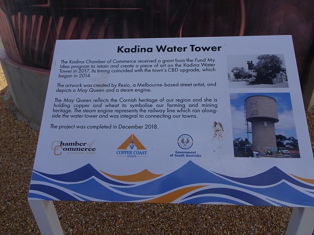 Kadina. Water tower art information board.