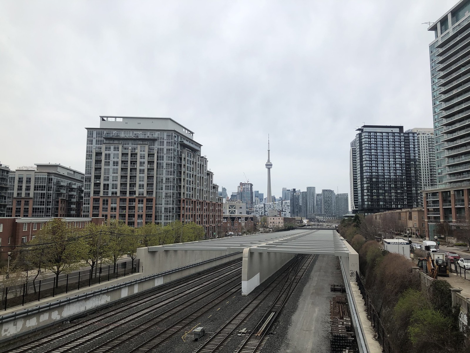 The view of the CN Tower from the King-Liberty Pedestrian/Cycle Bridge