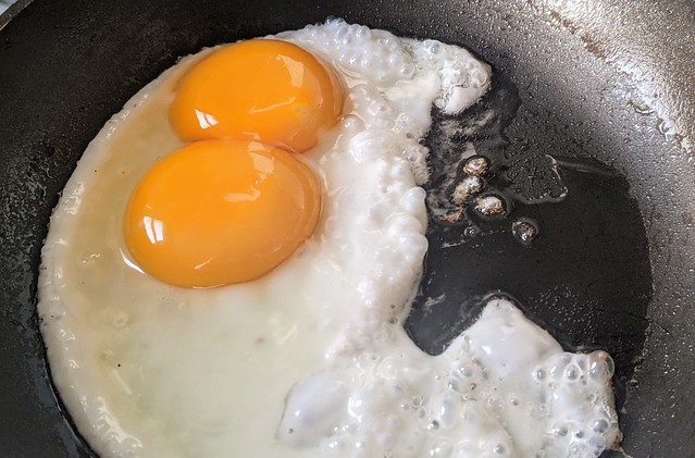 Double yolk egg for breakfast