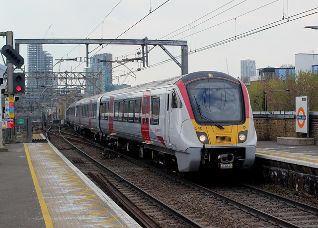 abellio Greater Anglia . 720540 . Bethnal Green Station , East London . Tuesday afternoon 20th-April-2021 .