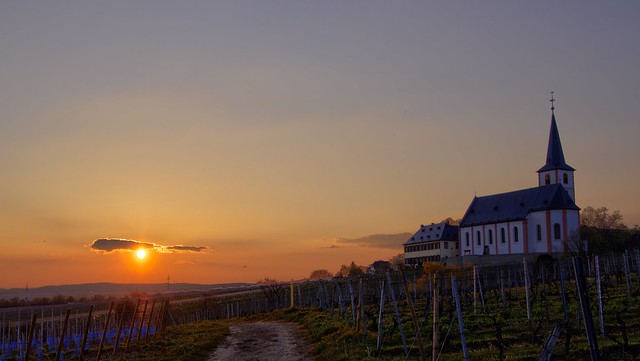 Hochheim Sonnenuntergang mit Kloster