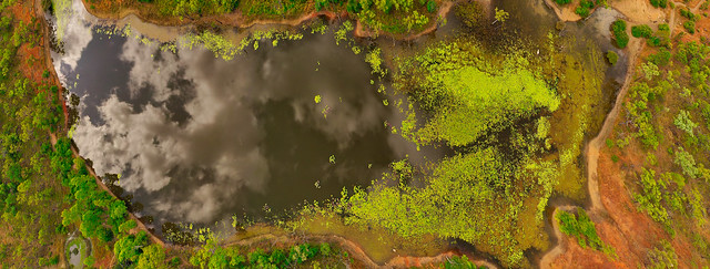 Outback Lake near the Mungana Caves from Above: A Vertical Panorama - May 4, 2020