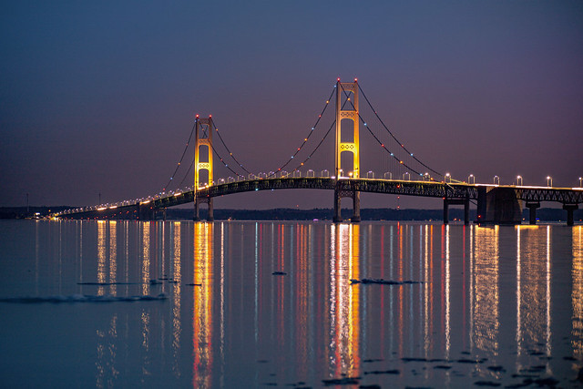 Light Reflections from the Mackinac Bridge - March 2021 (Explored)