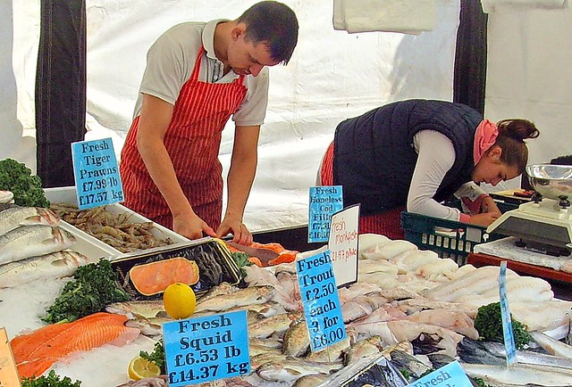 Fish counter at the market