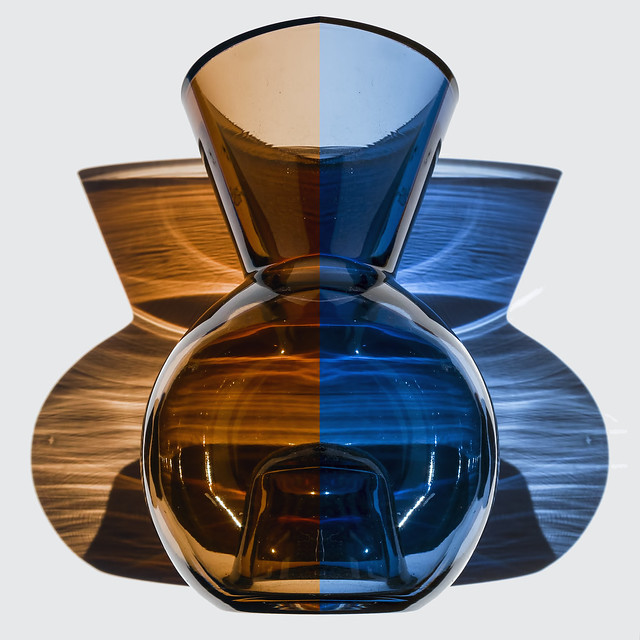Two-tone glass vase with shadows
