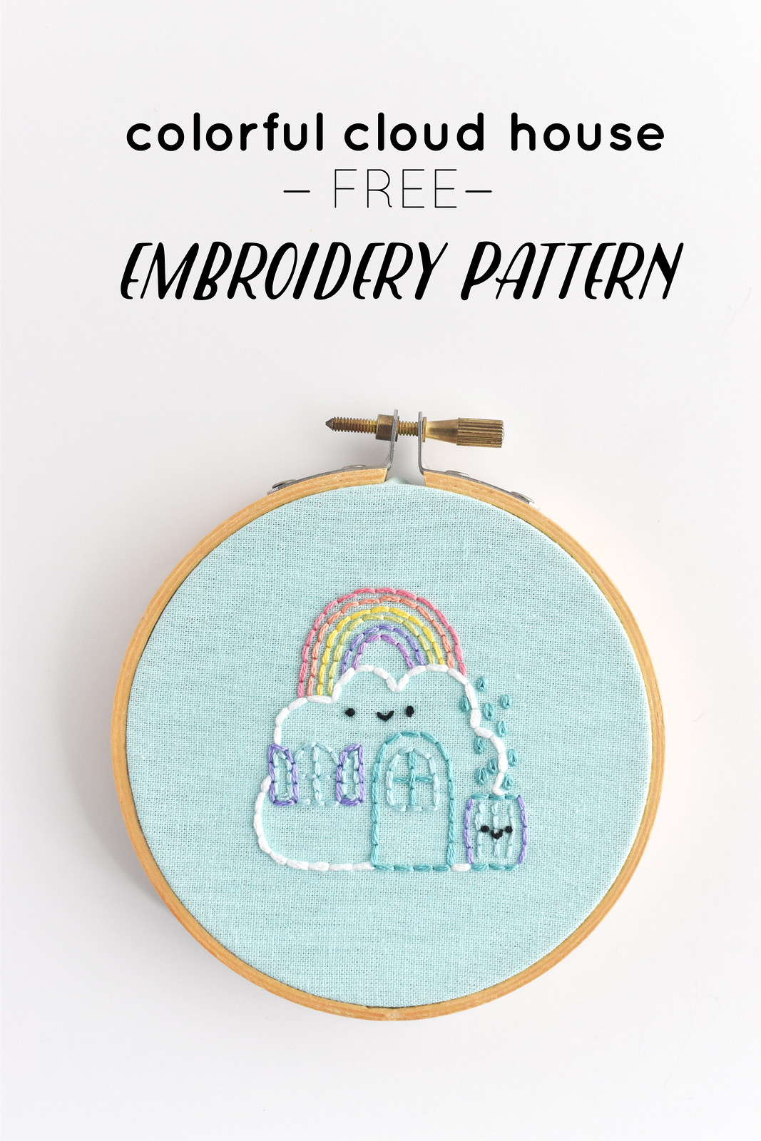 Colorful Cloud House Embroidery Pattern