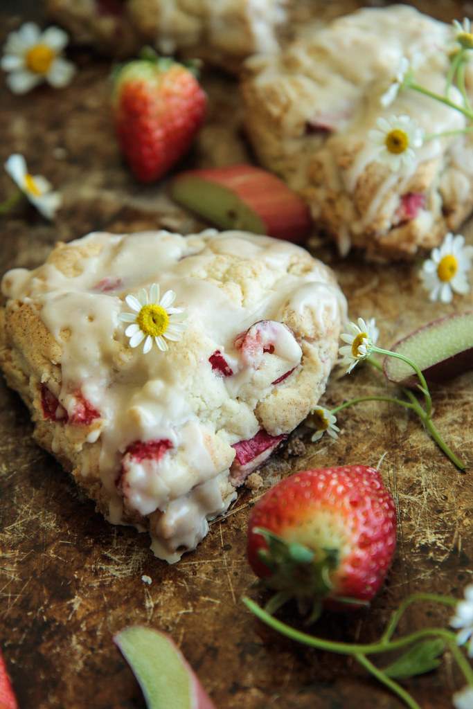 Strawberry Rhubarb Scones (Gluten-free and Vegan) from HeatherChristo.com